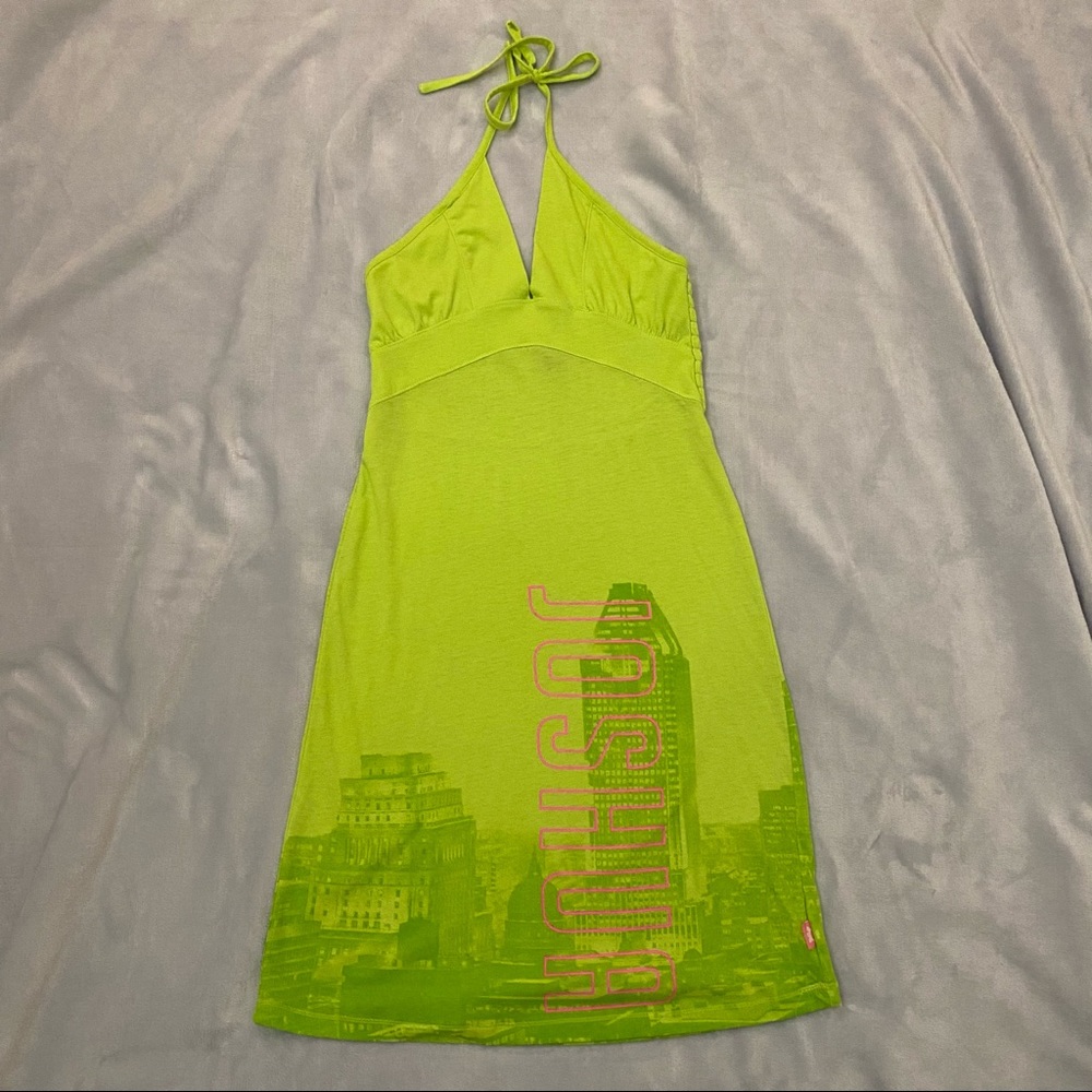 Joshua Perets Lime Halter Dress